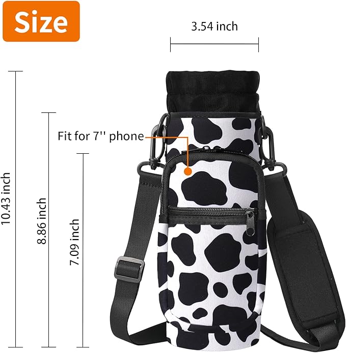 32/40/64/128 oz Neoprene Insulated Water Bottle Carrier Bag, Sling Bag Sleeve Pouch Holder with Strap & Paracord Handle and 2 Pocket for Travelling, Hiking, Camping