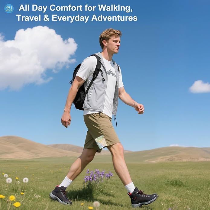 Men's Waterproof Hiking Boots Lightweight Breathable All-Terrain Outdoor Ankle Boots Trekking Hiking Shoes