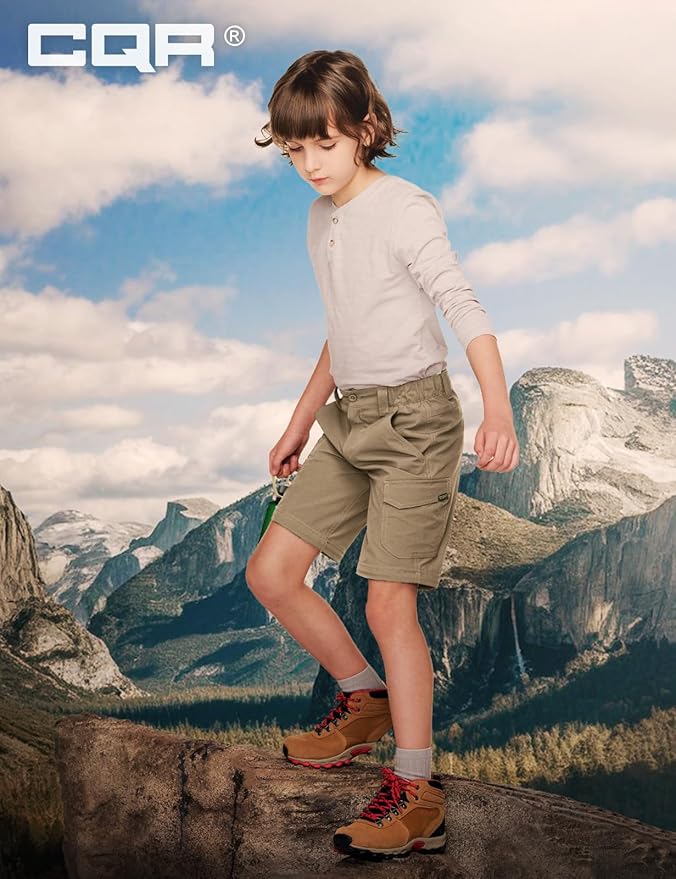 CQR Kids Youth Hiking Cargo Pants, UPF 50+ Quick Dry Convertible Zip Off Pants, Outdoor Camping Pants