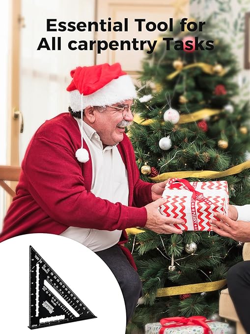 Mecurate 7 Inch Heavy-Duty Aluminum Alloy Triangle Rafter Square, Durable Carpenter's Layout Tool with Easy-to-Read Scales for Angle Measurement, Marking & Cutting Guide