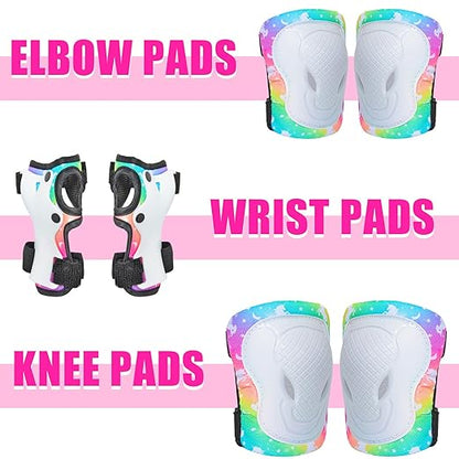 Kids Knee Pads Elbow Pads Set, 7 in 1 Skating Protective Gear Skateboard, Roller Skating, Scooter, Bike Cycling,for Kids 3-8 Years