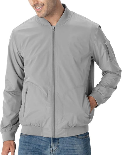 TBMPOY Men's Lightweight Bomber Jackets Light Windbreaker Casual Stylish Fall Golf Zip Up Dress Business Varsity