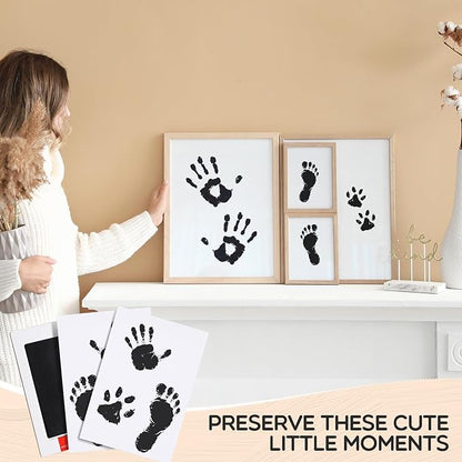 Jetec 60 Set Inkless Baby Footprint and Handprint Kit, Clean Touch Ink Pad for Baby Hand and Footprints, Dog Paw Print Kit with Ink Pads and Imprint Cards for Newborns Babies Pets Gifts (Black)
