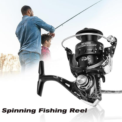 Spinning Fishing Reels for Saltwater Freshwater, 3000/4000 Series Fishing Spool Left/Right Interchangeable, 7+1 Real Ball Bearings, Real 5.2:1 Gear Ratio