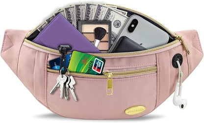 Entchin Fanny Pack for Women Men,Crossbody Belt Bag with 4-Zipper Pockets,Adjustable Waist Bag Pack,One of the Most Popular Travel Essential Gifts for Walking,Traveling,Cycling