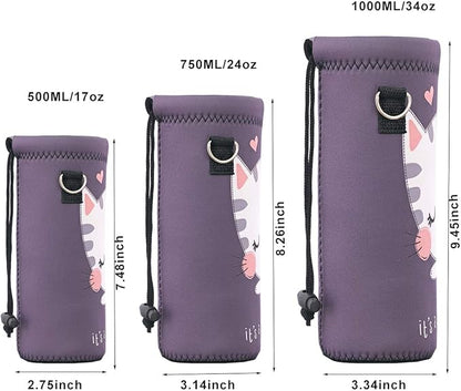 RICHEN Neoprene Water Bottle Carrier Bag with Adjustable Shoulder Strap,Insulated Water Bottle Cover for Stainless Steel/Glass/Plastic Bottles