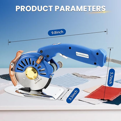 BAOSHISHAN Electric Fabric Rotary Cutter Heavy Duty Speed Adjustable Fabric Scissors Round Blade Cutting Machine for Multilayer Fabric Leather Cloth Carpet (100mm Plug-in Purple)