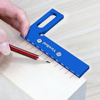 Aluminum Carpenter Square with 3D Multi-Angle Layout Measuring Ruler - Upgraded Pin Pivot Design for Secure Storage, Woodworking Squares Compact Woodworking Tool(Metric)