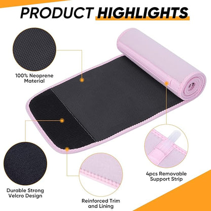 APEXUP Sweat Waist Trainer for Women and Men, Neoprene Waist Trimmer Belt Slimming Sweat Band with Removable Lumbar Support
