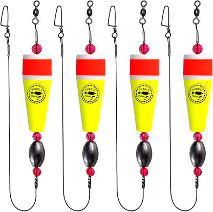 Fishing Floats Rigs Popping Corks for Saltwater Rattle Weighted Bobbers Fishing Tackle (4pcs, 2/3/4/5 in, Green/Yellow/Orange)