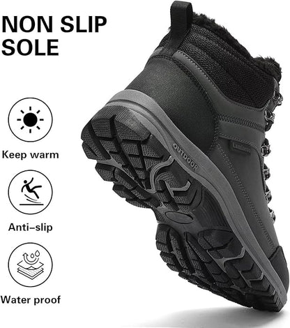 Lamincoa Mens Snow Boots Water Resistant Hiking Boots for Men Non-slip Winter Outdoor Warm Comfort Camping Backpacking Shoe