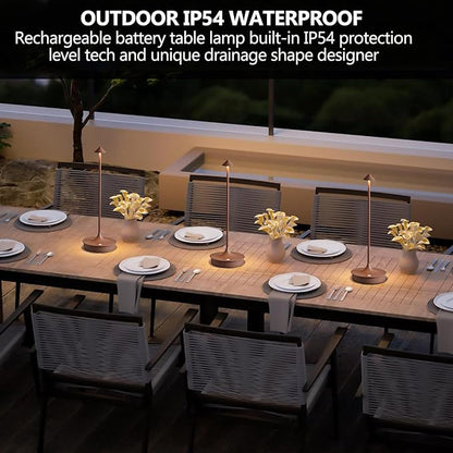 Cordless Table Lamps Rechargeable, LED Desk Lamp 4000mAh Battery Operated Outdoor Waterproof Portable Touch Dimmable Table Light for Patio/Restaurant/Bar/Indoor (Brown-1PC)