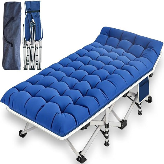 Camping Cot with Comfortable Mattress Cots for Sleeping Folding Cot Heavy Duty as Guest Bed with Carry Bag for Adults Home Camping Nap Vacation Outdoor