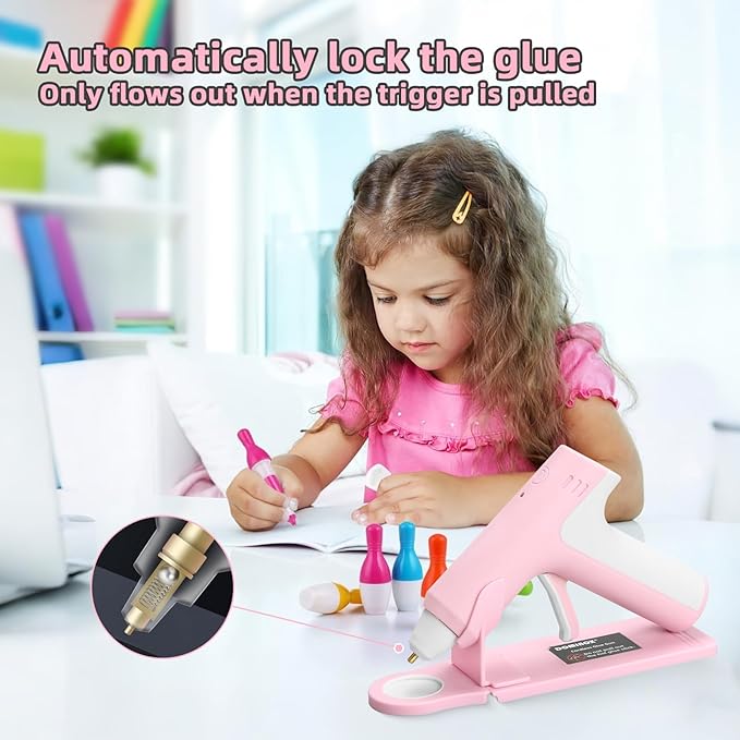 DOMINOX 4V Cordless Hot Glue Gun with 20 Glue Sticks, 25s Fast Preheating, 2000mAh Type-C Rechargeable, Smart-Power-Off, for Art, Craft, DIY, Home Repairs, Pink