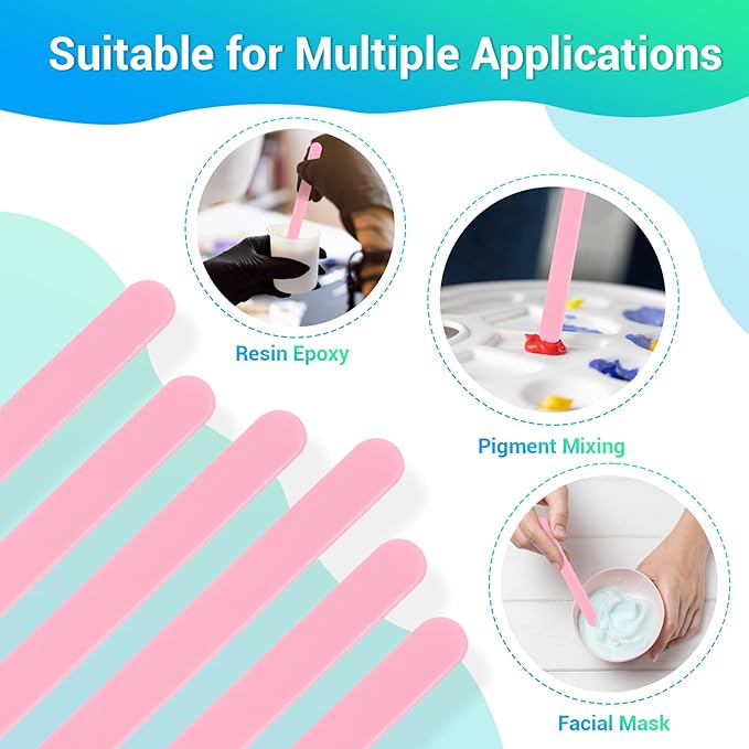 Gartful 6PCS Large Silicone Stir Sticks, Reusable Epoxy Resin Stir Sticks for Resin Mixing, Paint, Making Glitter Tumblers Cups, Arts, Crafts, Facial Mask Stirring Rods, 6.3" Long, Pink