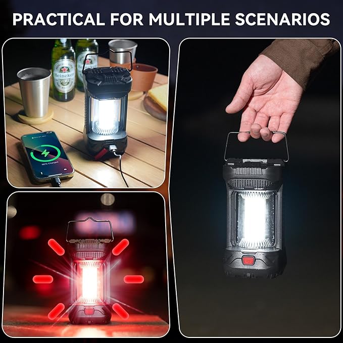 AlpsWolf Camping Lantern Rechargeable, 1000LM 4000mAh Rechargeable Lanterns 4 Light Modes LED Lantern for Camping, Hiking, Power Outages, Emergencies (1 Pack-Black)