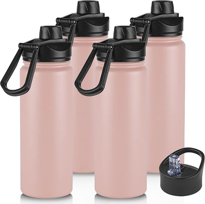 VEGOND 40 oz Insulated Water Bottle Bulk Stainless Steel Metal Water Bottles with Leak Proof Straw Lid & Spout Lid, Wide Mouth Double Walled Vacuum Travel Sports Bottle, 4 Pack