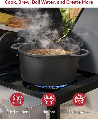 Aoxun 4-Burner Propane Gas BBQ Grill with Side Burner, 49000 BTU, Stainless Steel Outdoor Grill with Cast Iron Grates & Side Tables for Backyard, Patio, Camping