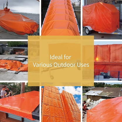 GUARD SHIELD Orange Tarp 8x10 Feet Tarps High Visibility Outdoor Poly Cover Lightweight 6mil