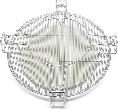 Multi-Level Cooking Grates with Ceramic Heat Deflectors, System Kit for Large Big Green Egg, BGE Kamado Joe Classic, Char-Griller Akorn 18" Charcoal Grill