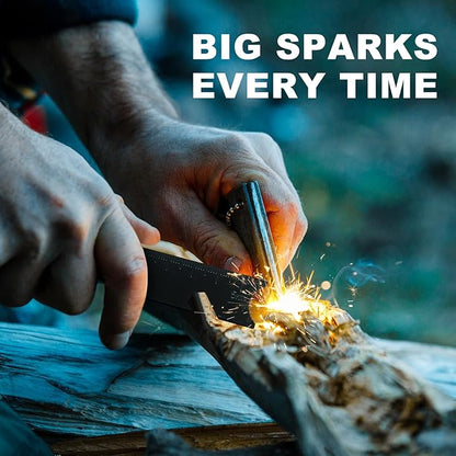 Fire Starter Survival Kit, Magnesium Waterproof Matches Ferro Flint Block,Outdoor Survival Firesteel Gears with Striker for Camping Hiking Hunting Emergency