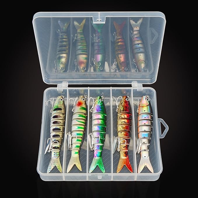 Fishing Lures with Spinner Baits Blades for Topwater, Swimbait for Trout and Bass Slow Sinking, 5pcs Fishing Hard Baits