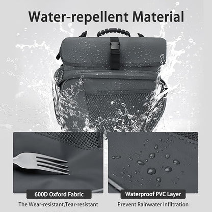 Waterproof Double Panniers Bag - 36L Saddle Bags for Rear Rack Bicycles with Safety Reflective Strips, Bicycle Commuting Pannier Fit Most Bicycle Rack with Rain Cover (With Rain Cover, Grey, 36L)