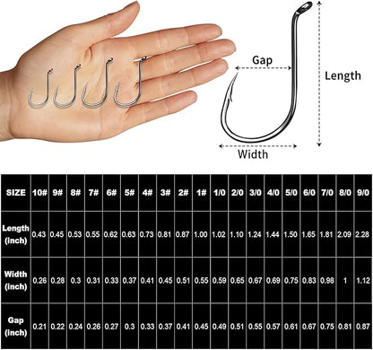 Octopus Hooks Fishing Saltwater - 100pcs/50pcs Offset Beak Fish Hooks/Closed Eye/Barded/Black for Fishing Rigs Bass Catfish