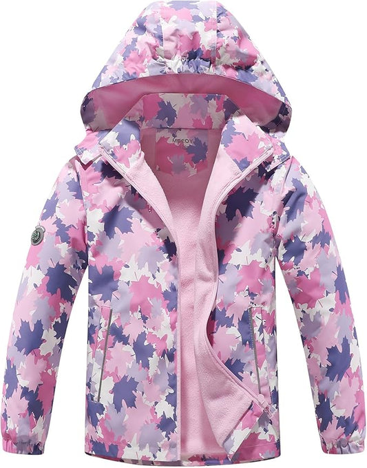 MGEOY Boys Girls Rain Jackets Lightweight Waterproof Hooded Raincoats Windbreakers for Kids 4-14Y