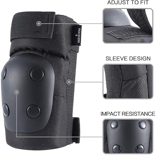 Adult Knee Pads Elbow Pads Wrist Guards for Adult Kids 6 in 1 Protective Gear Set for Skateboarding Biking Roller Skating Cycling Outdoor Sports Black L