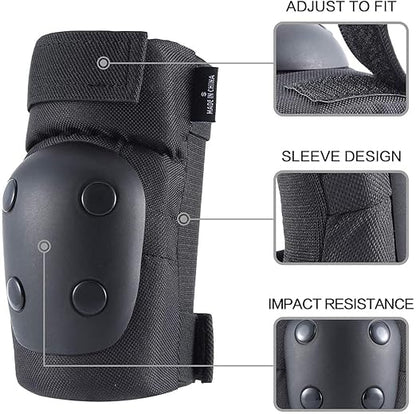 Adult/Child Knee Pads Elbow Pads Wrist Guards 3 in 1 Protective Gear Set for Skateboarding Inline Roller Biking Roller Skating Cycling Outdoor Sports Black M