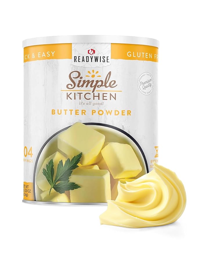 Simple Kitchen Freeze Dried Butter Powder - 204 Servings for Family Meal Prep, Gluten Free & Dehydrated Survival Just Add Water Canned Food, for Camping Meals, Backpacking & Hiking, #10 Can Package