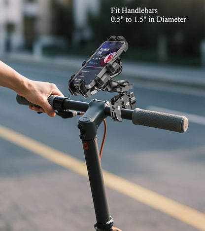 BRCOVAN Motorcycle Phone Mount Holder with Vibration Dampener, Anti-Shake Cellphone Clamp Fit Handlebars 0.5'' to 1.5'' in Diameter for Bike Bicycle Scooter ATV, Adjustable Fit 5.4-6.9'' Smartphones