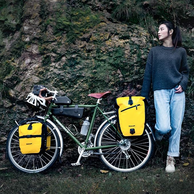 Rhinowalk Bike Pannier Bag Waterproof Rack Bicycle Bag 18L Bike Bag Shoulder Bag Laptop Pannier Backpack Professional Cycling Accessories-Yellow