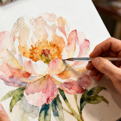 Watercolor Brushes Set,6Pcs Extended Needle Point Brushes Synthetic Extra Long Pinhead Brush with Sable Body Continuous Painting for Watercolor Acrylic Gouache Inks Painting