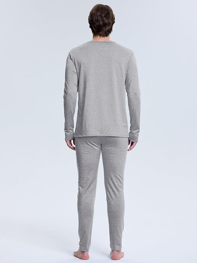 VZV Thermal Underwear for Men Fleece Lined Long Johns for Mens Thermals Top and Bottom Set Soft Base Layer for Winter