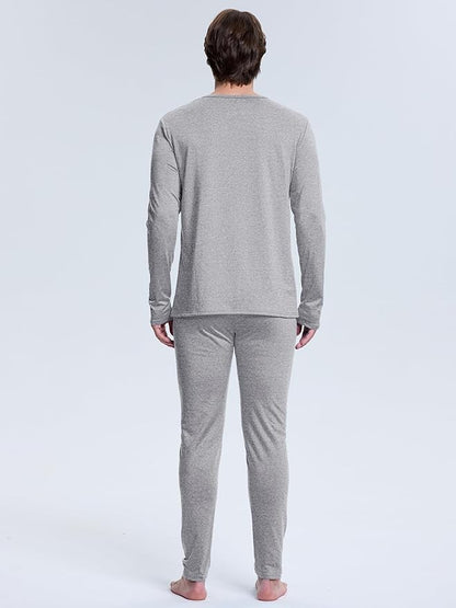 VZV Thermal Underwear for Men Fleece Lined Long Johns for Mens Thermals Top and Bottom Set Soft Base Layer for Winter