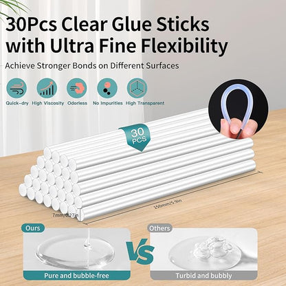 20W Hot Glue Gun with 30PCS Premium Glue Sticks, High Temp 90S Fast Heating Hot Melt Gun with Adjustable Glue Output Device for Crafting,Home Repairs,School DIY Projects (Blue)