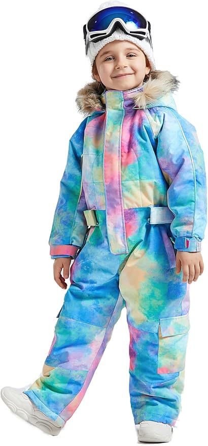 Kids Girls Boys Waterproof Colorful One Piece Snowsuits Coveralls Ski Suits Jackets Winter Jumpsuits