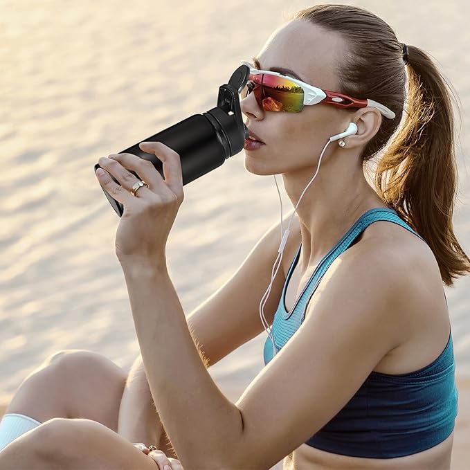 Mimorou 10 Pieces 13.5oz Reusable Aluminum Water Bottles Bulk Multicolor Outdoor Sports Water Bottles for Travel, Gym, Hiking, Cycling, Camping, Fishing, Snap Lid (Black)