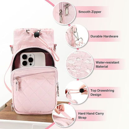 Water Bottle Carrier Bag with Strap, Water Bottle Holder Crossbody Bags for Women Men for Walking, Hiking,Cycling