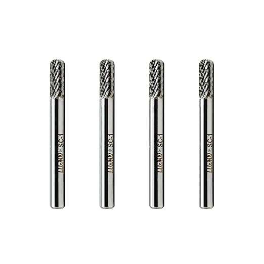 Tungsten Carbide Burr Cylinder Ball Nose Shape SC-1 Double Cut Rotary Burr File (1/4" Cutter Dia X 5/8" Cutter Length) with 1/4'' Shank, 4PCS Bundle by LU&MN