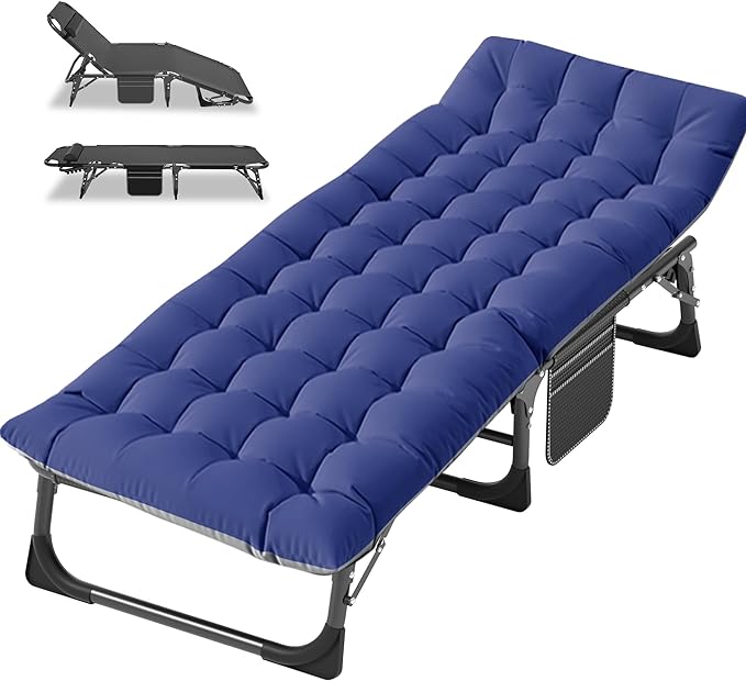 LILYPELLE Folding Camping Cot, Extra Wide Heavy Duty Sleeping Cots with Carry Bag, Double Layer Oxford Portable Travel Camp Cots for Home, Office Nap and Outdoor Beach