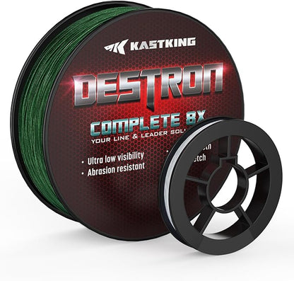 KastKing Destron Braided Fishing Line, Highly Abrasion Resistant, Improved Knot Strength, Ultra-Thin Diameter Superline, Zero Stretch & Memory, CFT “Color Fast Technology”, 75% Thinner Than Mono