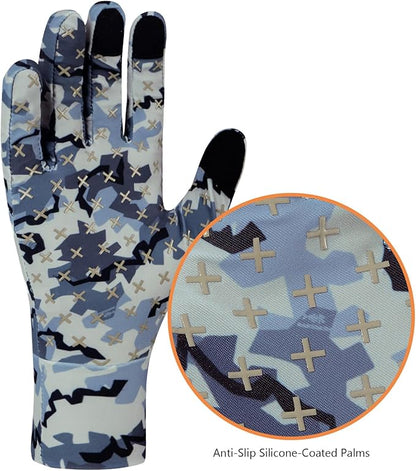 BASSDASH Men’s Camo Hunting Gloves UPF 50+ Lightweight Touchscreen Gloves for Warm Weather Fishing Hiking Outdoor Activities