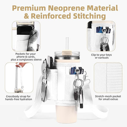 All Day Quencher Carry All for Stanley 40/30 oz Tumbler, Crossbody Bag with Phone Holder & Strap, Water Bottle Carrier Bag