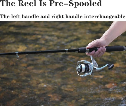 Fishing Pole Combo, 6.9ft 2Pcs Telescopic Rods Set, Collapsible Carbon Fiber Fishing Rods, 2PCS Spinning Reel Set with Carrier Bag Freshwater Fishing Rod and Reel Combos Kits
