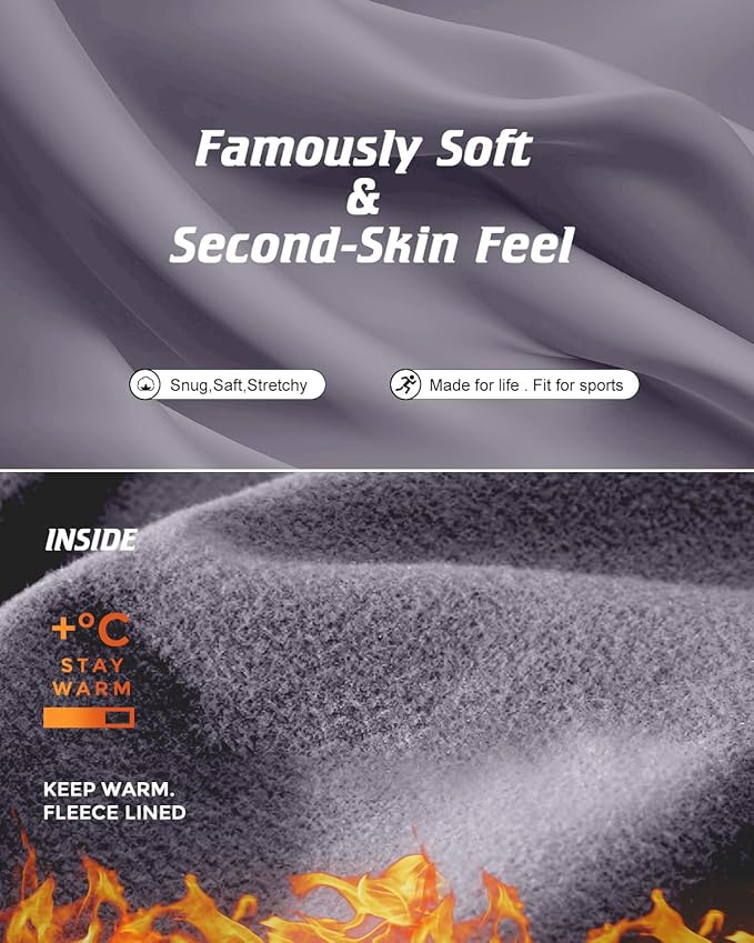 CL convallaria Long Johns Thermal Underwear for Men Soft Fleece Lined Base Layer Cold Weather Top Bottom Gift Set