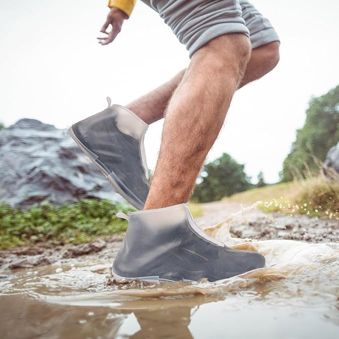 Waterproof Shoe Covers Slip-Resistant Overshoes Newly Upgraded and Latest Model for Men Women, Reusable Rain Boots for Outdoor, Cycling, Hiking, Work (Transparent, XL (Women 11-13, Men 10.5-13))