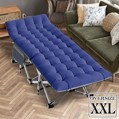 LILYPELLE Folding Camping Cot, Extra Wide Heavy Duty Sleeping Cots with Carry Bag, Double Layer Oxford Portable Travel Camp Cots for Home, Office Nap and Outdoor Beach